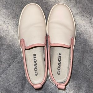 Coach Leather Baby Pink Slip On Sneakers